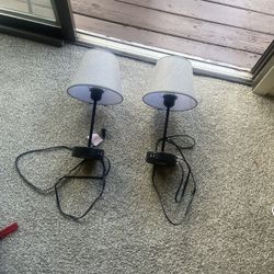 2 matching lamps with 2 usb chargers on each