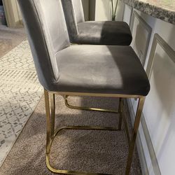 2 Luxury Gray And Gold Chairs $100