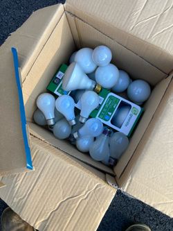 Box of spare incandescent light bulbs