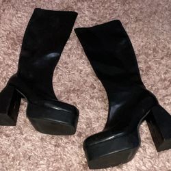 Black Knee High Platform Boots