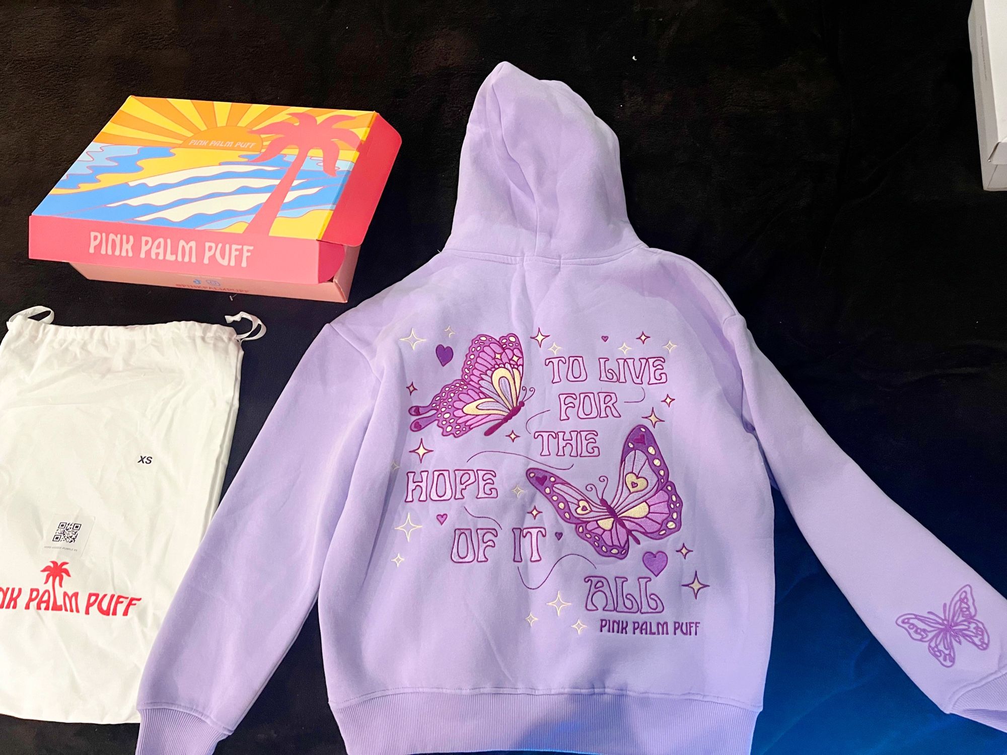 Pink Palm Puff hoodie