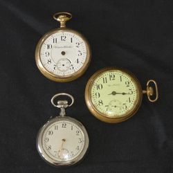 Pocket Watch Lot Of 3 Manual German Hampden Illinois AS IS For Parts Or Repair 