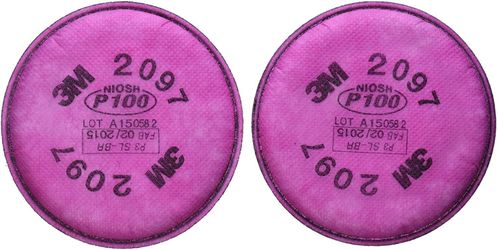 3M 2097 P100 Particulate Filter with Organic Vapor Relief, 2 Pack (4.3 Inch) 2097/07184 P3 SL-BR