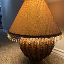 Vintage Dark Wicker Table Lamp