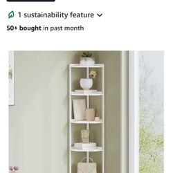Hzuaneri Corner Shelf Stand, Corner Bookshelf, Storage Standing Shelf Unit with Metal Frame, Plant Stand, Bookcase for Living Room, Home Office, 