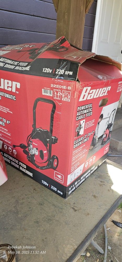 BAUER 1/2 in. x 50 ft. Automatic-Feed Drain Cleaning Drum Machine