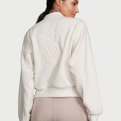 VICTORIA'S SECRET Cotton Fleece Snap Bomber Jacket