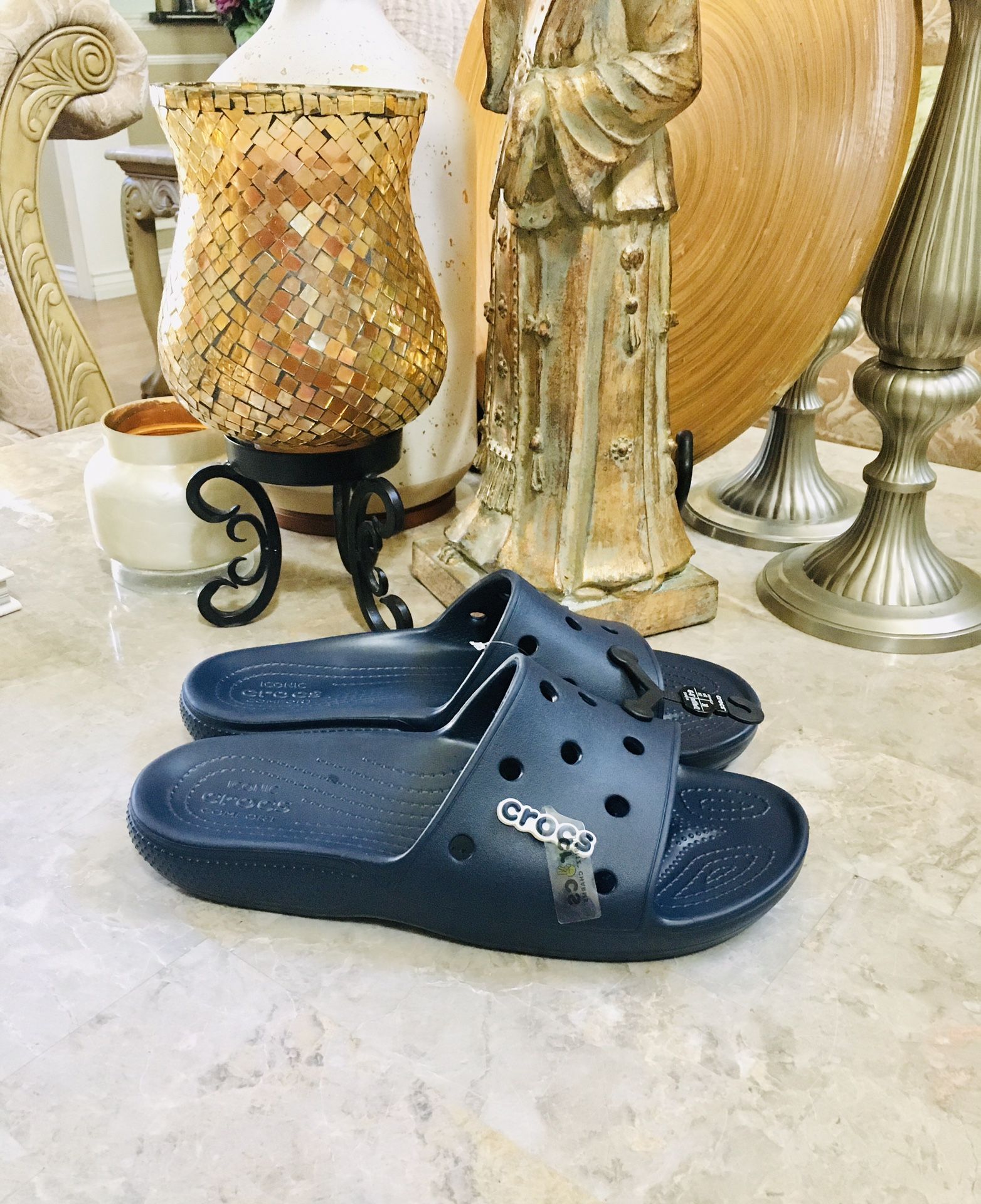 Iconic Crocs Comfort- Men's (Size M11- W12)-Casual Sandals- Black- *New*