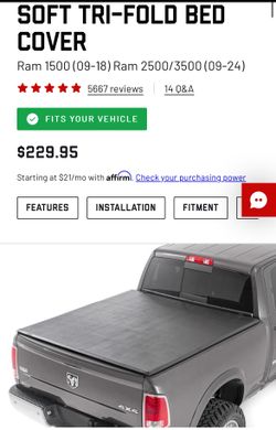 Dodge Ram Soft Tri-Fold Bed Cover 6’4” Tailgate 