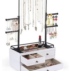 Wooden Jewelry Box With Necklace Hanger