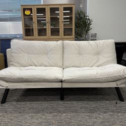 Fully Assembled✨71” Microfiber Futon Sofa Bed, 2-Seater Convertible Couch, Adjustable Arms & Backrest, Modern futon upholstered in soft microfiber. E