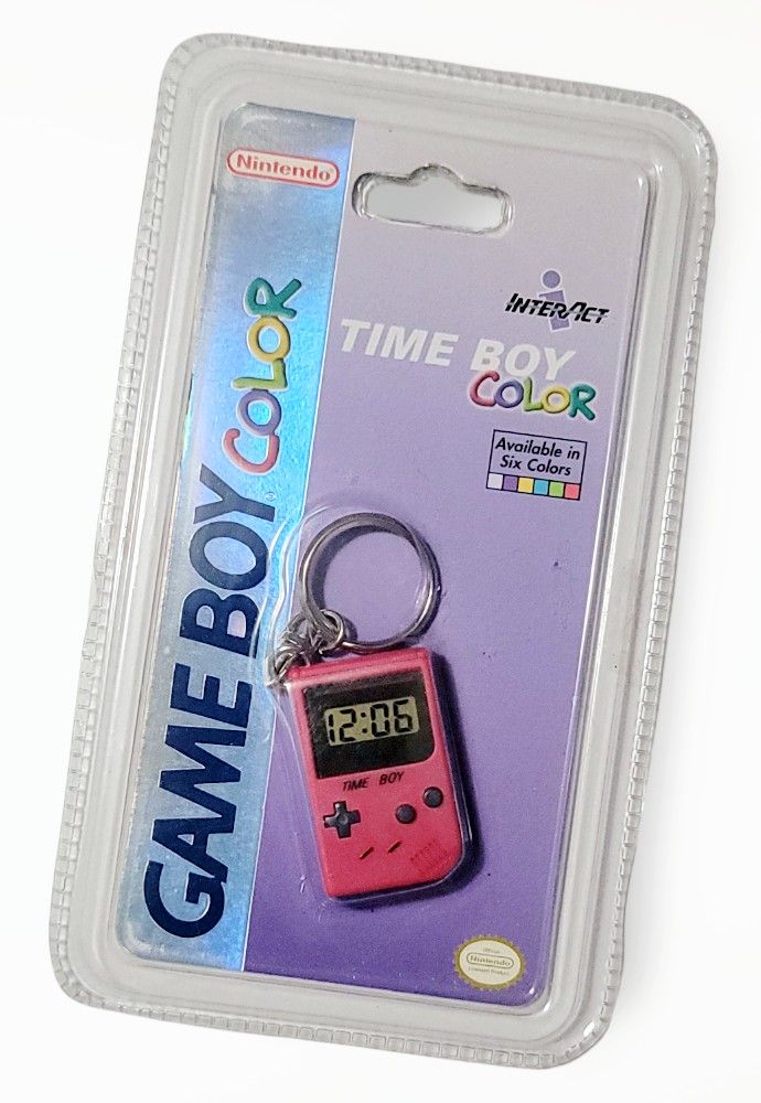 1999 Berry Red Nintendo Game Boy Color Time Boy Mini Console Clock Keychain Vintage