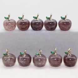 8pcs Apple Statue Pendant Natural Lapis Lazuli Stone Carved Jewelry