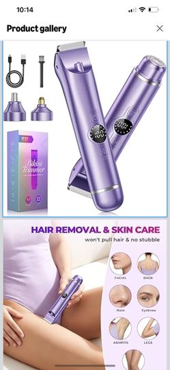 Bikini Trimmer for Women, 4 in 1 Electric Razors for Women - Dual Head, Wet & Dry Use Pubic Body Hair Trimmer Electric Shavers, Rechargeable Womens Fa