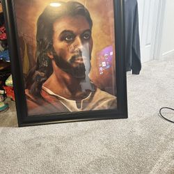 Black Jesus Framed Picture 24x36 