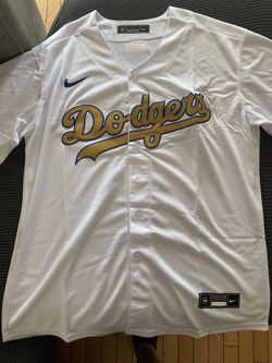Dodgers White Gold Blank Jersey