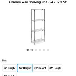 ULINE • Chrome Wire Shelving Unit-24x 12 x 63"