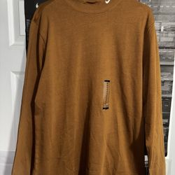 BRAND NWT Nike Men Medium Long-Sleeve Turtle Mock-Neck Swoosh Shirt Brown NEW