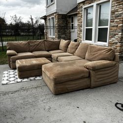 Large Brown U Shape Sectional Couch Sala Free Delivery 