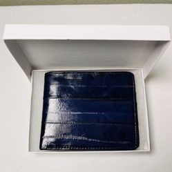 New! Navy Eel Skin Slim Billfold