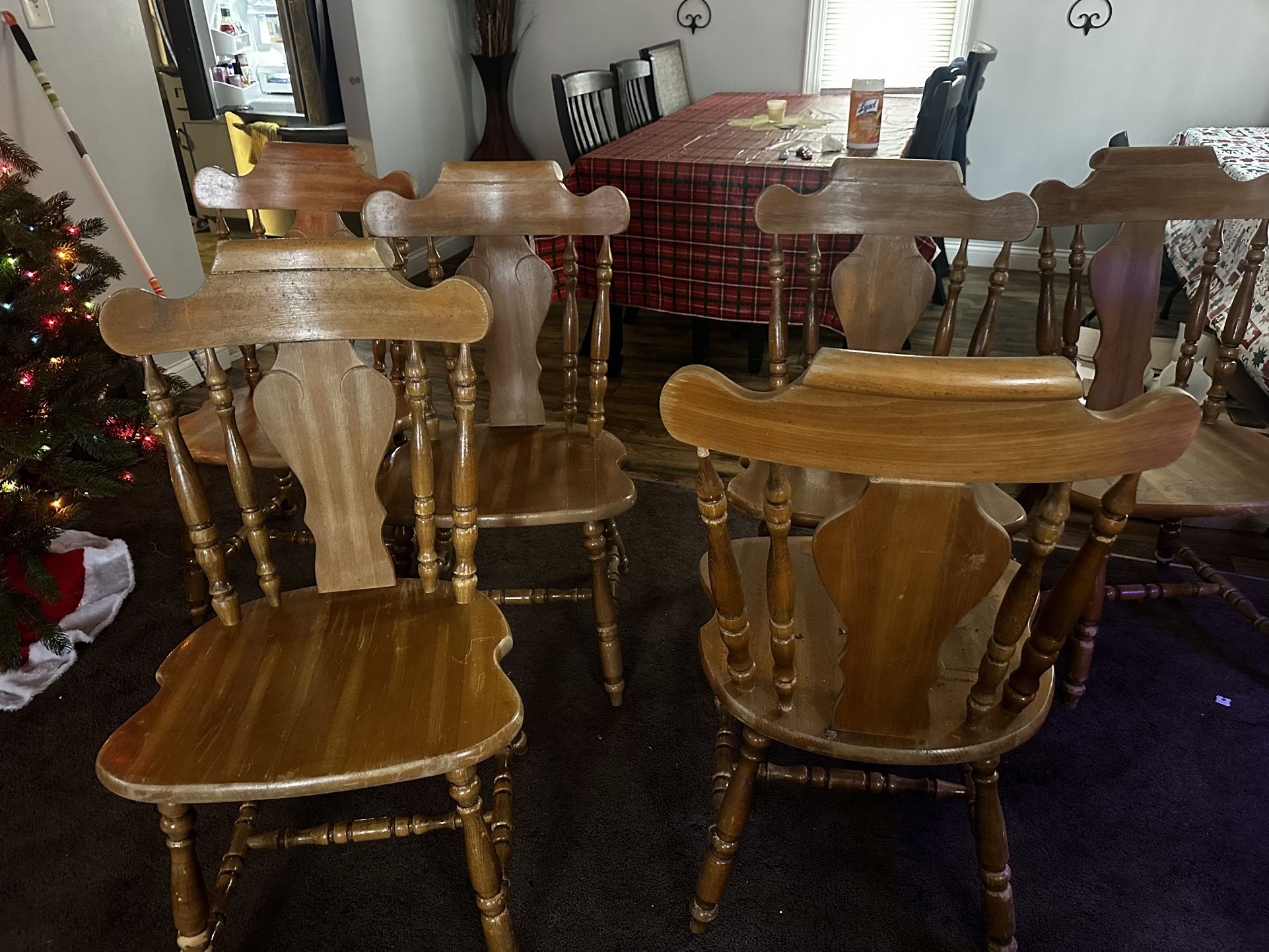 6 oak wooden chairs 