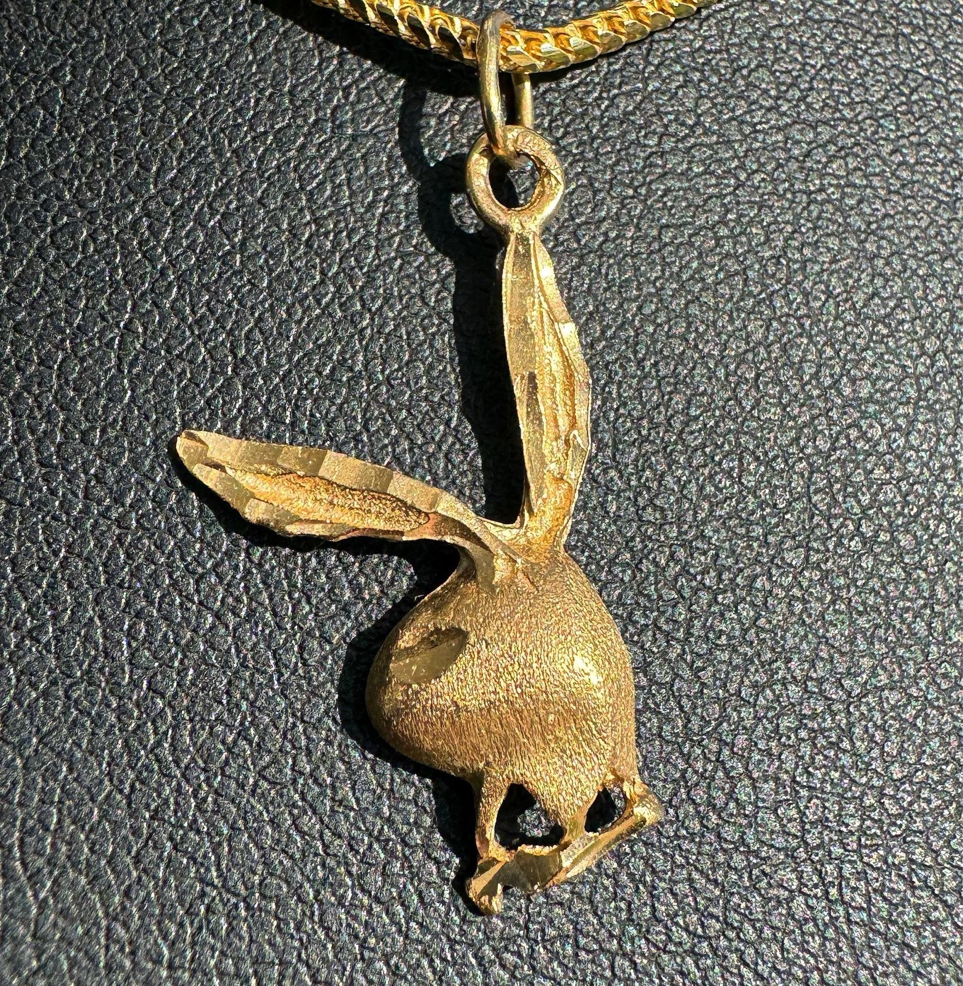 Jewelry 14k solid yellow gold bad boy bunny Pendant charm