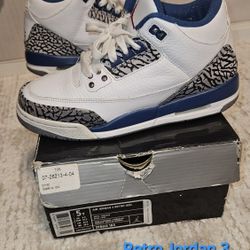 Retro Jordan 3s, True Blue, Big Kid Size 5