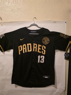 New Mens Padres Machado #13 Black/Gold Jerseys Stitched