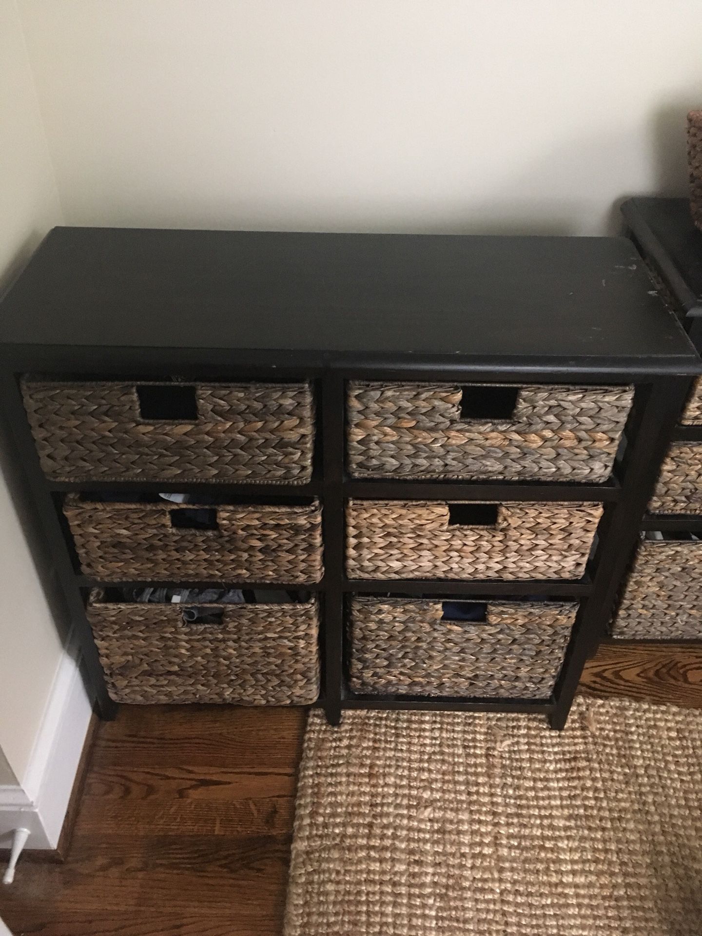 Wood and wicker drawers
