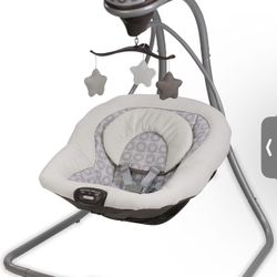 Graco Simple Sway Baby Swing, Side‑to‑Side Sway, Infant Swing with 6 Speeds, Vibration, Abbington