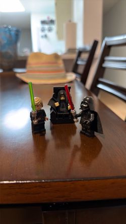 Luke Darth Vader, and the Emperor Lego pieces