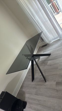 Glass Top Dining Table with Metal Base