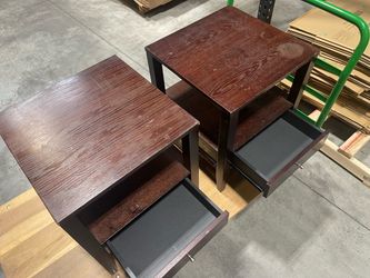 Pair of Dark Wood Nightstands with Drawer