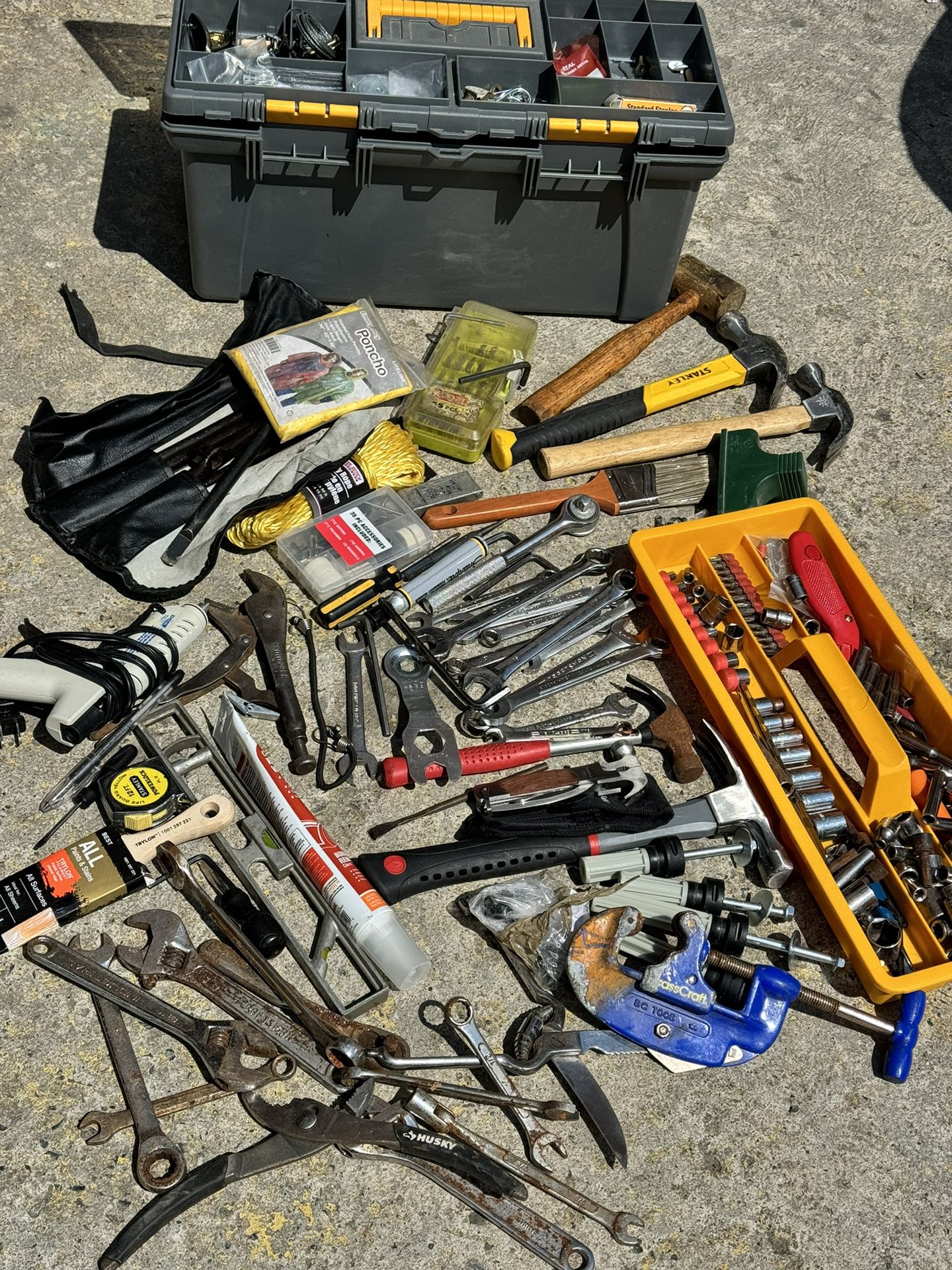 tools mixed sockets wrenches mixed tools box