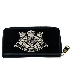 Juicy Couture Black Velour Scottie Dog Long Wallet 8" NEW VINTAGE Y2K