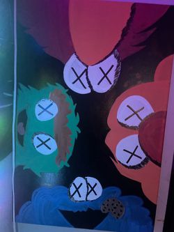 Handmade kaws x Sesame Street painting