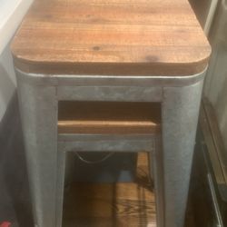 Bar Stools Brushed Metal And Real Wood Top 2 Price Is For Both