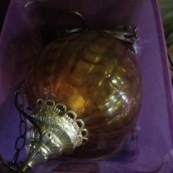 Antique Amber glass globe chandelier