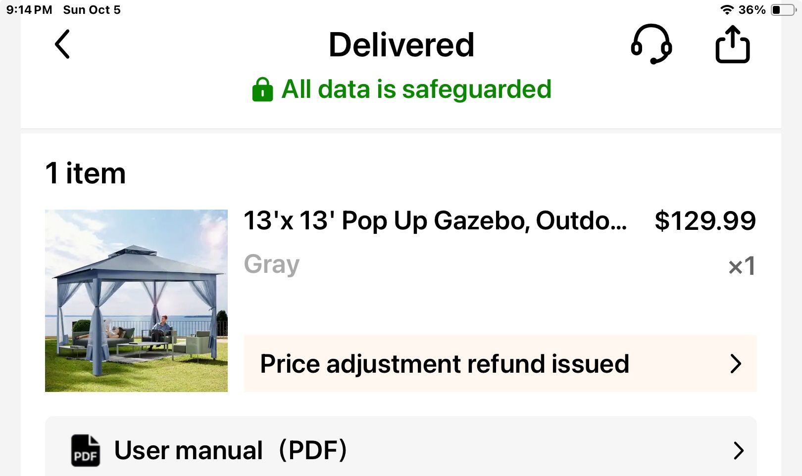 Gray Gazebo 13 X 13