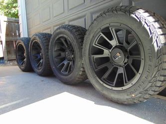 4 Brand New 20X10 Satin Black Vision Rims &  275 55 20 TIS RT Tires 6X5.5 -25MM Offset