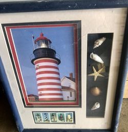 Light House Picture Frame With Sea Shells