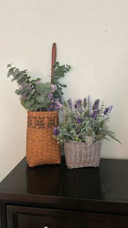Wicker basket and flowers