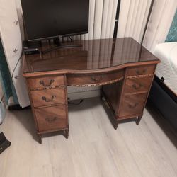 Wooden Table With Fitted Glass Surface (Monitor Not Included) 