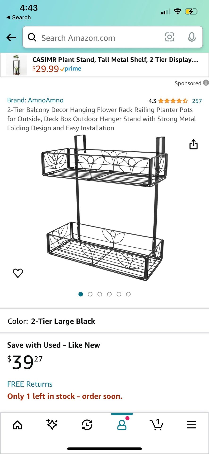 1 piece railing plant hanger