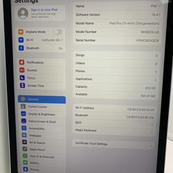 Apple iPad Pro 3rd Gen 11” Starlight With Apple Wireless Keyboard 512GB WiFi Only