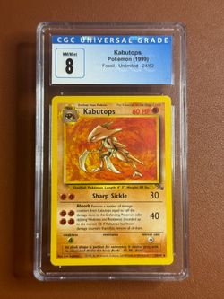 Kabutops 24/62 Fossil Unlimited Rare Regular English CGC 8