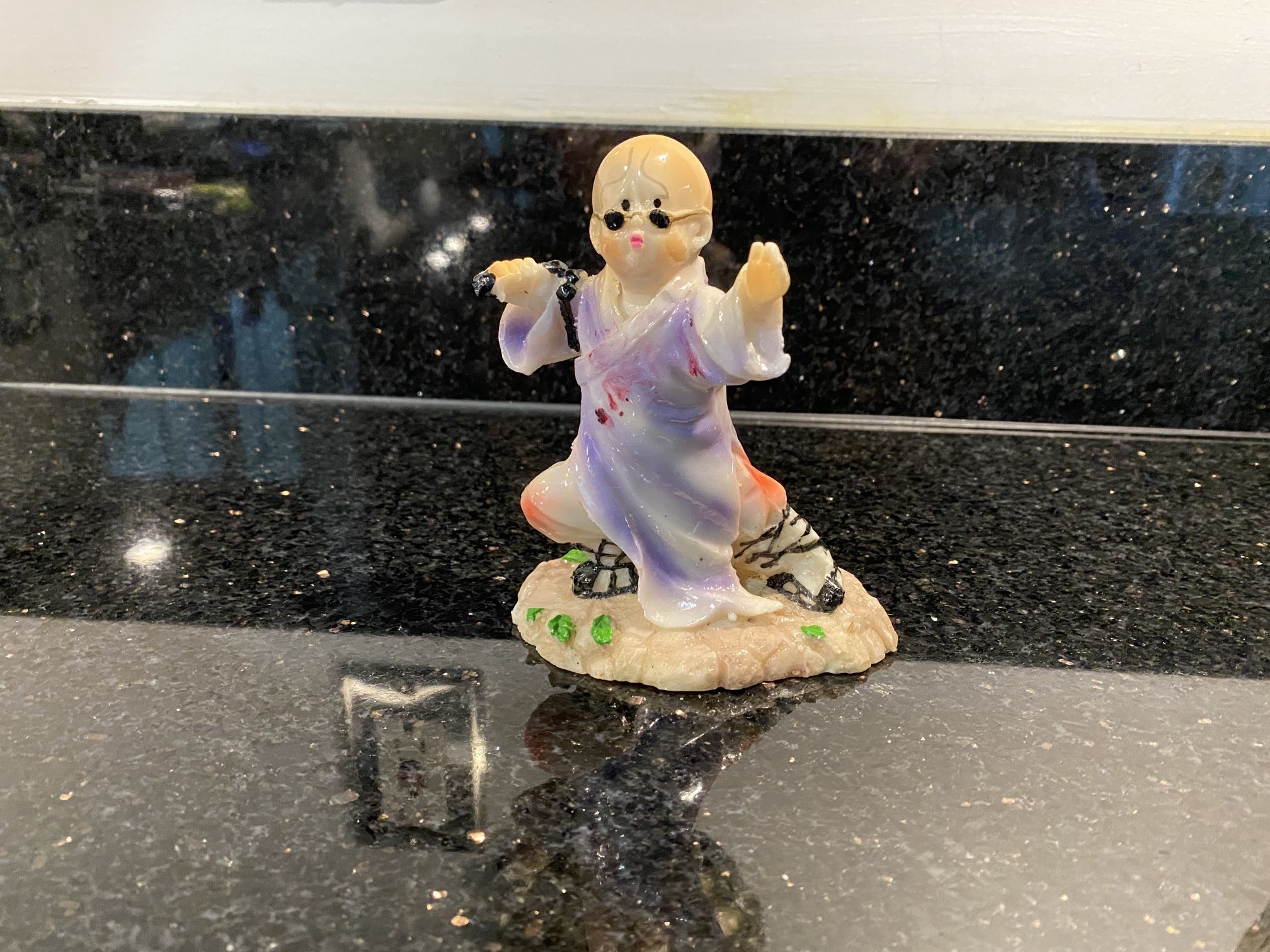 Chinese Shaolin Monk Figurines in Kung Fu Stance Ceramic Resin 4.5” by MAXIMARK