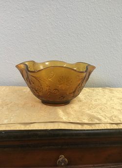 Vintage Tiara Glass Amber Salad Bowl