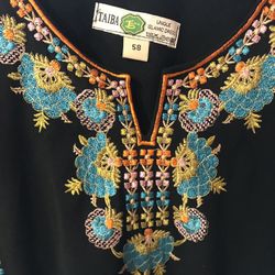 Taiba Abaya Unique Islamic Embroidered Black Dress size 58