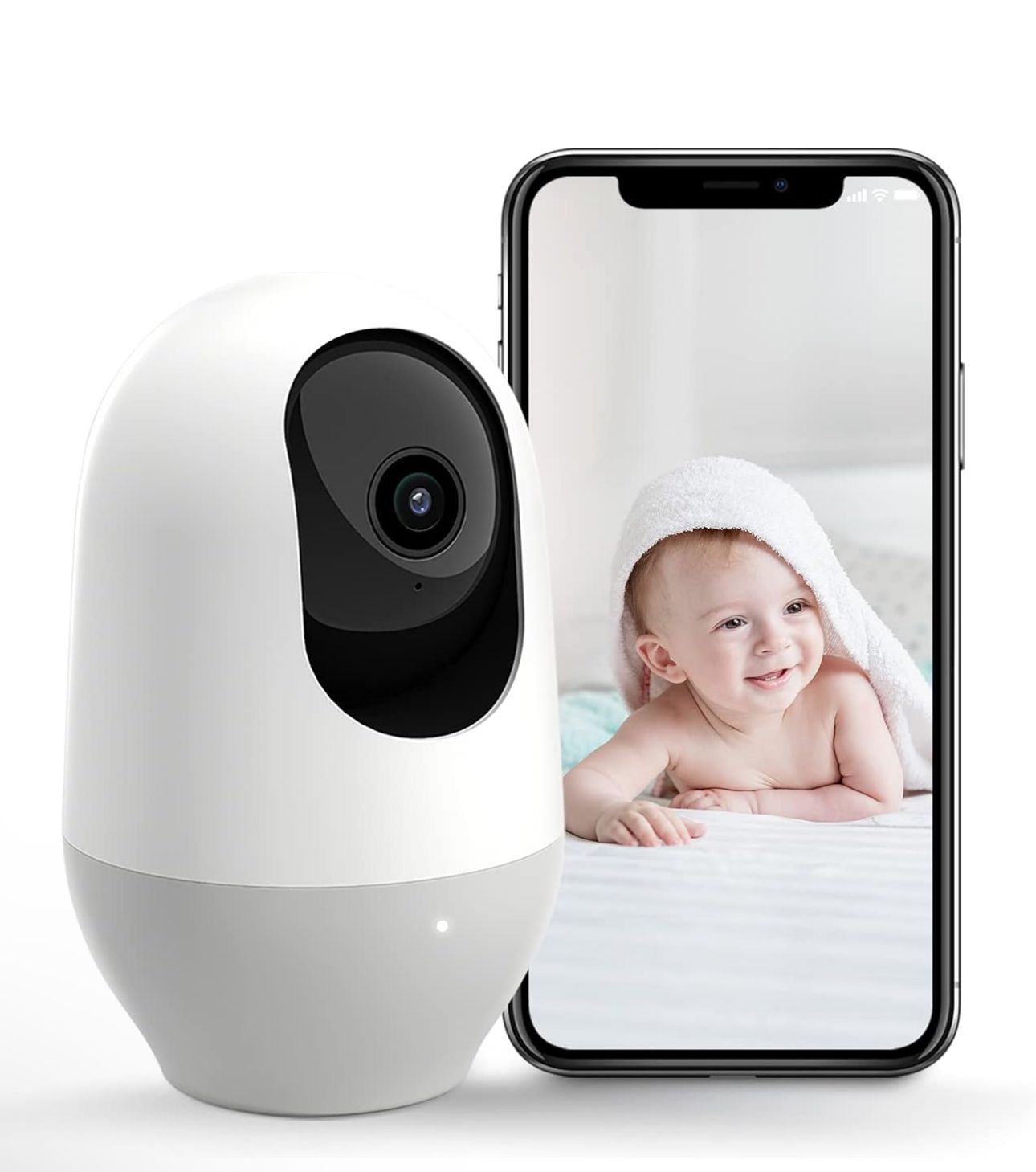 nooie Baby Monitor, WiFi Pet Camera Indoor, 360-degree IP Camera, 1080P Home Security Camera, Motion Tracking, Super IR Night Vision, Works with Alexa
